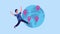 Businessman floating with earth planet animated