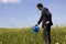 Businessman with a flowerpot