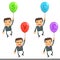 Businessman flying on a balloon