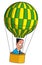 Businessman flying in balloon