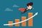Businessman flying on graph