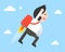 Businessman flying with jetpack in sky vector