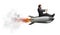 Businessman flying over a rocket. concept of company startup