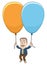 Businessman - Flying up with balloon