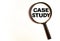 Businessman focused on case study. Businessman enlarge handwritten text case study