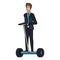 Businessman in folding e-scooter