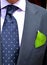 Businessman with a fresh green leaf in his pocket.