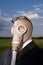 Businessman in gas mask