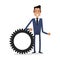 Businessman gear cartoon icon. Vector graphic