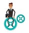 Businessman gear cartoon icon. Vector graphic