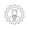 Businessman in gear line icon