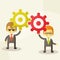 Businessman with gears, team work, Vector