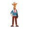 Businessman with giraffe head standing with jacket