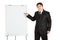 Businessman giving presentation using flipchart