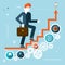 Businessman Goes Success Infographic Stairs Symbol