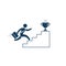 Businessman going up the stairs towards a trophy, Vector simple illustration