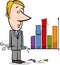 Businessman and graph data cartoon