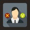 Businessman, green tick and red cross icon