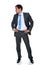 Businessman grey pinstripe suit isolated