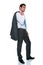 Businessman grey pinstripe suit isolated