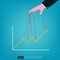 Businessman hand controlling chart graphic vector illustration. Flat style design