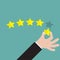 Businessman hand giving five star rating, Feedback concept, VECTOR, EPS10