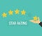 Businessman hand giving five star rating, flat Icon