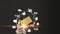 Businessman hand hold gold credit card and hologram with online shopping. Futuristic e-commerce online shopping concept