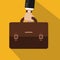 Businessman hand holding briefcase. Vector illustration
