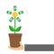 Businessman hand holding Growing paper money tree big shining coin with dollar sign Plant in the pot. Financial growth concept.
