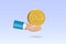 Businessman hand holding tax digital gold coin to remind submit income tax filing. Tax time reminder, tax return and refund. 3D