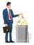 Businessman hand putting money in trash