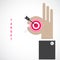 Businessman hand shows target symbol as business concept. Ok han