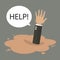 Businessman hand sinking in a puddle of quicksand