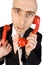 Businessman handling calls