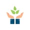 Businessman hands holding plants, environment symbol, agriculture and nature concept