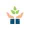 Businessman hands holding plants, environment symbol, agriculture and nature concept, vector illustration.