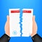 Businessman hands tearing apart contract document. Vector illustration.