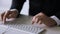 Businessman hands typing on keyboard