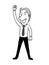 Businessman hands up over head as leader. motivate business concept. isolated vector illustration outline hand drawn doodle line a