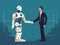 Businessman handshake with an AI robot, future, Generative AI