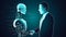 Businessman handshake with an AI robot, future, Generative AI