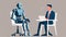 Businessman handshake with an AI robot, future, Generative AI