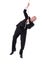 Businessman hanging on rope