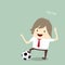 Businessman happy is playing soccer relax idea and inspiration,