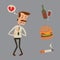 Businessman heart risk man heart attack stress infarct vector illustration smoking drinking alcohol harmful depression