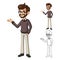 Businessman Hipster Geek with Welcoming Arms Pose Cartoon Character