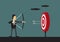 Businessman Hits Bullseye on Target Vector Cartoon Illustration
