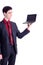 Businessman hold black netbook