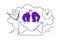 Businessman hold envelope chat message concept mail calendar clock communication man colored silhouette sketch doodle
